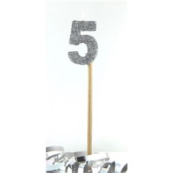 ALPEN CANDLE LONG STICK GLITTER NO. 5 SILVER