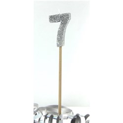 ALPEN CANDLE LONG STICK GLITTER NO. 7 SILVER