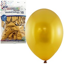 ALPEN OCCASIONS STANDARD BALLOONS 25CM GOLD PACK OF 15