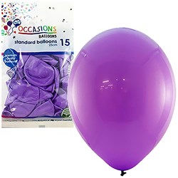 ALPEN OCCASIONS STANDARD BALLOONS 25CM PURPLE PACK OF 15