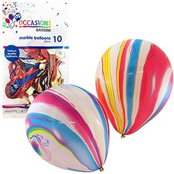 ALPEN OCCASIONS BALLOONS 25CM MARBLE ASSORTED COLOURS PACK OF 10