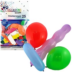 ALPEN OCCASIONS BALLOONS ASSORTED SHAPES AND COLOURS PACK OF 25