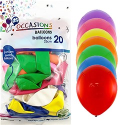 ALPEN OCCASIONS BALLOONS 23CM ASSORTED COLOURS PACK OF 20