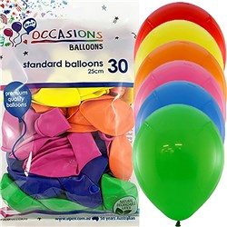 ALPEN OCCASIONS BALLOONS 25CM ASSORTED COLOURS PACK OF 30