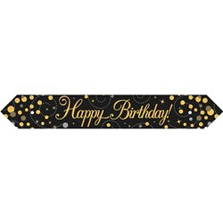 ALPEN FOIL BANNER HAPPY BIRTHDAY SPARKLING FIZZ 2.7M BLACK AND GOLD