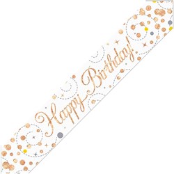 ALPEN FOIL BANNER HAPPY BIRTHDAY SPARKLING FIZZ 2.7M ROSE GOLD