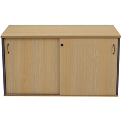RAPIDLINE CREDENZA SLIDING DOORS 1500W X 450D X 730MMH OAK AND IRONSTONE