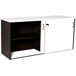 RAPIDLINE CREDENZA SLIDING DOORS 1800W X 450D X 730MMH WHITE AND IRONSTONE