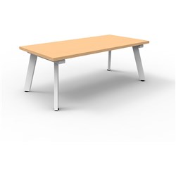 RAPIDLINE ETERNITY COFFEE TABLE 1200W X 600D X 450MMH BEECH TOP WHITE BASE