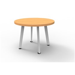 RAPIDLINE ETERNITY ROUND COFFEE TABLE 600D X 450MMH BEECH TOP WHITE SATIN BASE