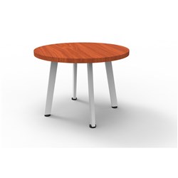 RAPIDLINE ETERNITY ROUND COFFEE TABLE 600D X 450MMH CHERRY TOP WHITE SATIN BASE