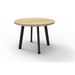 RAPIDLINE ETERNITY ROUND COFFEE TABLE 600D X 450MMH OAK TOP BLACK BASE