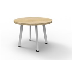 RAPIDLINE ETERNITY ROUND COFFEE TABLE 600D X 450MMH OAK TOP WHITE SATIN BASE