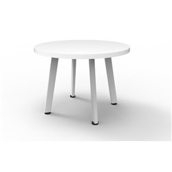 RAPIDLINE ETERNITY ROUND COFFEE TABLE 600D X 450MMH WHITE TOP WHITE SATIN BASE