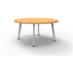 RAPIDLINE ETERNITY ROUND COFFEE TABLE 900D X 450MMH BEECH TOP WHITE BASE