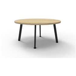 RAPIDLINE ETERNITY ROUND COFFEE TABLE 900D X 450MMH OAK TOP BLACK BASE