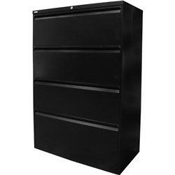 RAPIDLINE GO LATERAL FILING CABINET 4 DRAWER 900W X 473D X 1321MMH BLACK