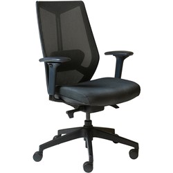 RAPIDLINE ARCO ERGONOMIC CHAIR HIGH MESH BACK WITH ARMS FABRIC SEAT AND BACK BLACK