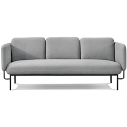 RAPIDLINE CAPRI LOUNGE CHAIR 3 SEATER STEEL BLACK BASE LIGHT GREY SEAT