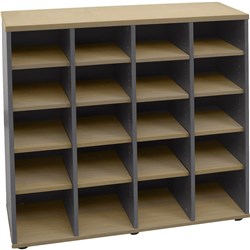 RAPIDLINE PIGEON HOLE UNIT 20 HOLES 1040W X 380D X 1040MMH OAK AND IRONSTONE