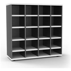 RAPIDLINE PIGEON HOLE UNIT 20 HOLES 1040W X 380D X 1040MMH WHITE AND IRONSTONE