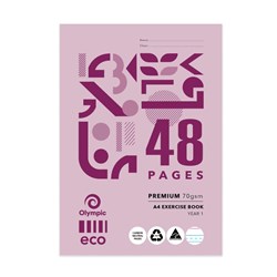 OLYMPIC ECO EY14P EXERCISE BOOK QLD YEAR 1 A4 24MM RULED 48 PAGE