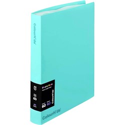 COLOURHIDE FIXED DISPLAY BOOK A4 60 SHEETS AQUA