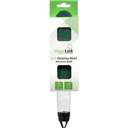 CLEANLINK DISH CLEANING WAND WITH REFILL SPONGE GREEN