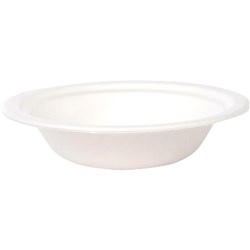 WRITER BREAKROOM EARTH ECO HEAVY DUTY SUGARCANE ROUND BOWLS 180MM WHITE PACK OF 25