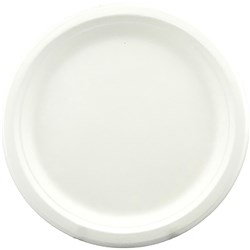 WRITER BREAKROOM EARTH ECO HEAVY DUTY SUGARCANE ROUND PLATE 230MM WHITE PACK OF 25