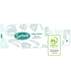 SORBENT PROFESSIONAL SILKY WHITE FACIAL TISSUE 2 PLY 200 SHEETS