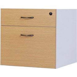 LOGAN FIXED PEDESTAL 1 DRAWER 1 FILE 476W X 470D X 450MMH WHITE AND OAK