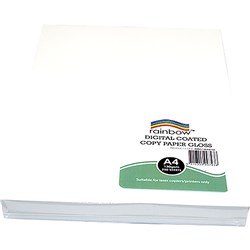 RAINBOW PREMIUM DIGITAL COPY PAPER GLOSS A4 130GSM WHITE PACK OF 250 SHEETS