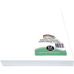 RAINBOW PREMIUM DIGITAL COPY PAPER GLOSS A4 250GSM WHITE PACK OF 100 SHEETS