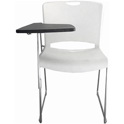 K2 NTR PIXIE LECTURER VISITOR CHAIR WHITE WITH BLACK TABLET ARM