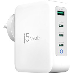 J5CREATE GAN USB-C 4-PORT CHARGER FOR PHONE TABLET OR LAPTOP