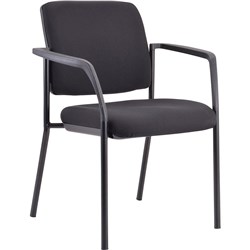 BURO LINDIS 4 LEG CHAIR WITH ARMS BLACK FABRIC SEAT AND BACK BLACK FRAME