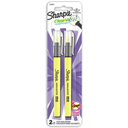 SHARPIE CLEAR VIEW STICK HIGHLIGHTER MARKER SEE THROUGH CHISEL TIP YELLOW PACK OF 2