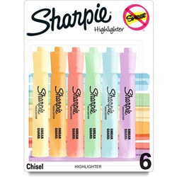 SHARPIE TANK HIGHLIGHTER MARKER CHISEL TIP PASTEL COLOURS PACK OF 6