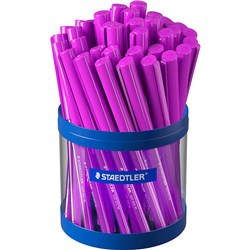 STAEDTLER 432 STICK TRIANGULAR BALLPOINT PEN MEDIUM 1.00MM VIOLET CUP OF 40