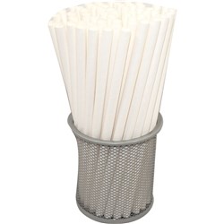 RAINBOW 8MM INDIVIDUALLY WRAPPED PAPER STRAWS WHITE CARTON OF 2000