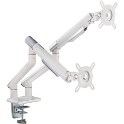 ERGOVIDA PREMIUM SLIM SPRING ASSISTANT ALUMINIUM DUAL MONITOR ARM WHITE
