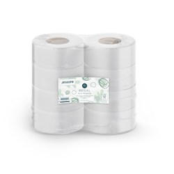 REGAL ECO PREMIUM RECYCLED PERFORATED JUMBO TOILET PAPER ROLLS 1 PLY 500M PACK OF 8