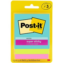 POST-IT 3321-SSMIA SUPER STICKY NOTES 76 X 76MM SUPERNOVA NEONS PACK OF 3