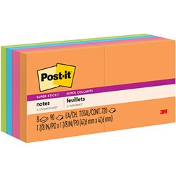 POST-IT 622-8SSAU SUPER STICKY NOTES 47.6 X 47.6MM ENERGY BOOST PACK OF 8