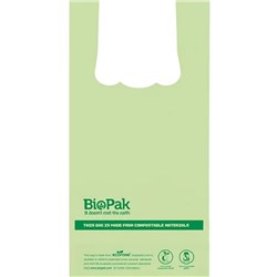 BIOPAK COMPOSTABLE BIN LINERS WITH HANDLE 8 LITRES GREEN PACK OF 100