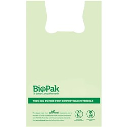 BIOPAK COMPOSTABLE BIN LINERS WITH HANDLE 20 LITRES GREEN PACK OF 100
