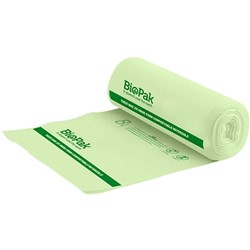 BIOPAK COMPOSTABLE BIN LINERS 8 LITRES GREEN ROLL OF 25