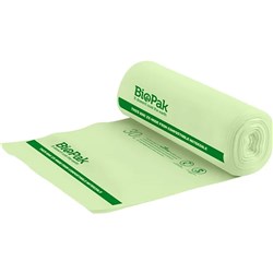 BIOPAK COMPOSTABLE BIN LINERS 30 LITRES GREEN ROLL OF 25