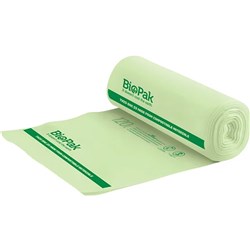 BIOPAK COMPOSTABLE BIN LINERS 120 LITRES GREEN ROLL OF 12